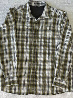 Wrangler Men's Outdoor Roll Sleeve In Blue Plaid Camping quickdry Hiking Size L